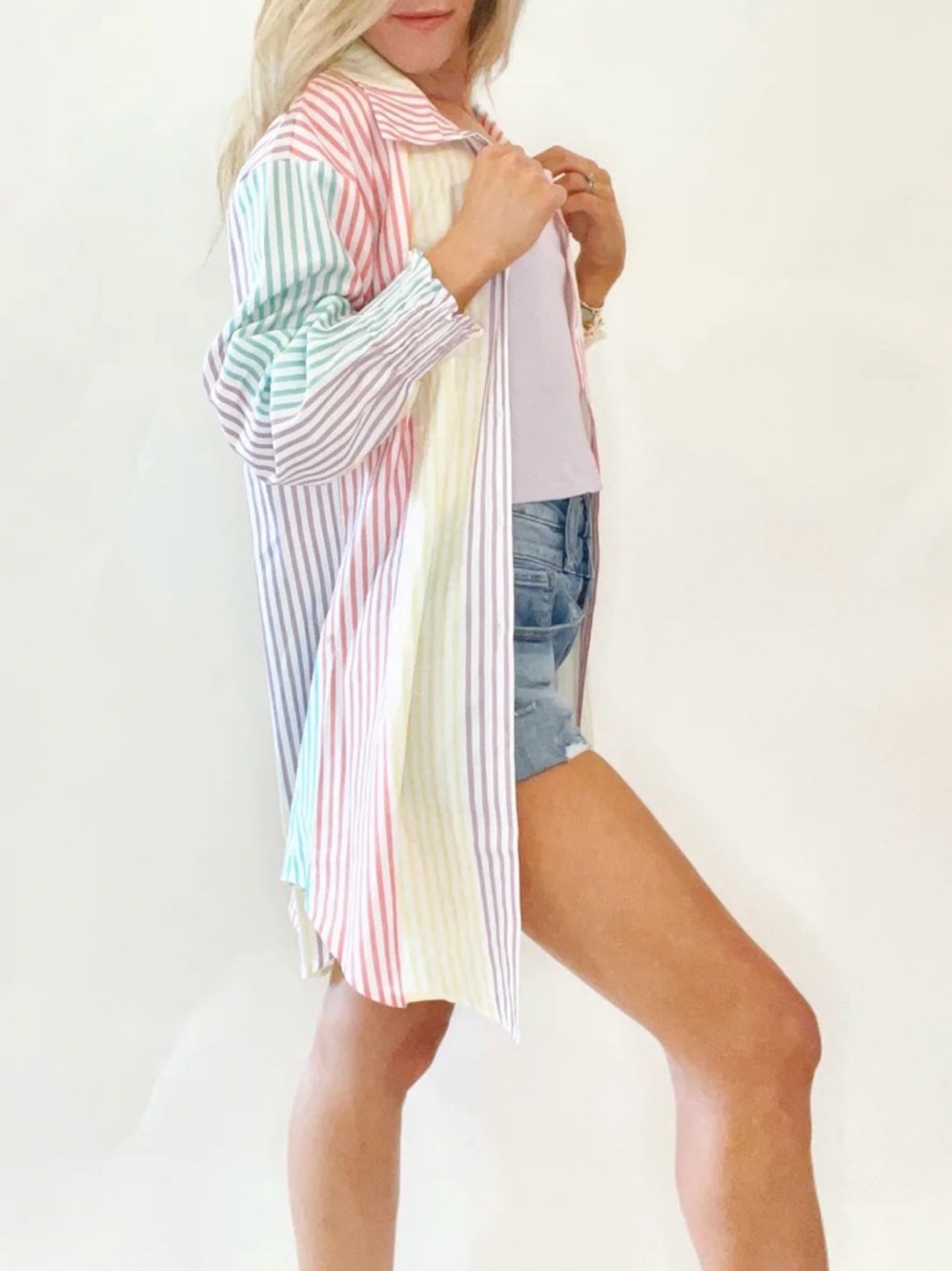 YOZY OVER THE RAINBOW STRIPED BUTTON DOWN 🌈